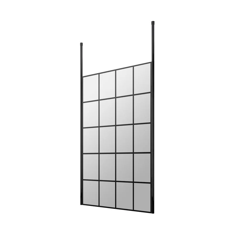 Hudson Reed Wetroom Screens 1200mm Frame Screen With Ceiling Posts Contemp Matt Black Aluminium 1950x1200x14mm