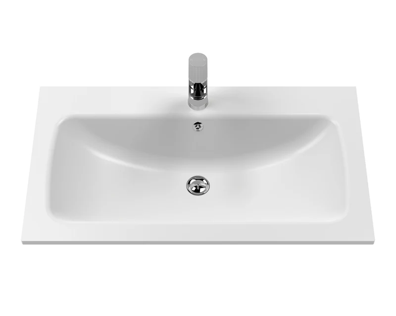 Classique 800mm Wall Hung 1 Drawer Vanity Unit With White Stone Basin - Satin White