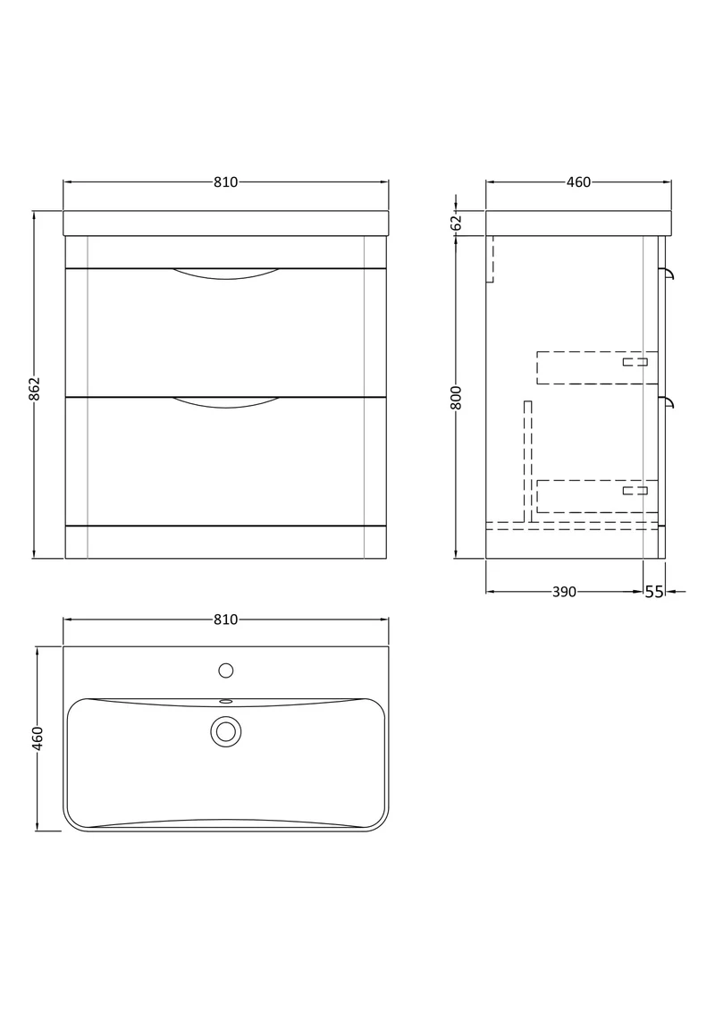 Parade 800mm Floor Standing 2 Drawer Vanity With Thin Edge Ceramic Basin - Green Satin