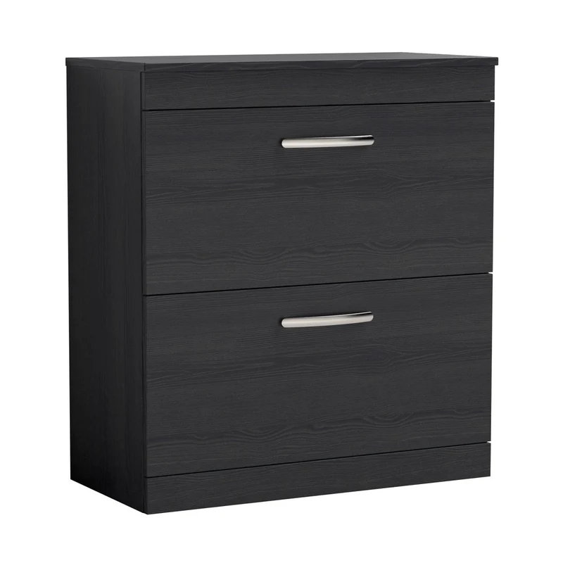 Nuie Athena 800mm Floor Standing Vanity With Worktop Contemporary Charcoal Black MFC Textured Woodgrain 883x805x390mm