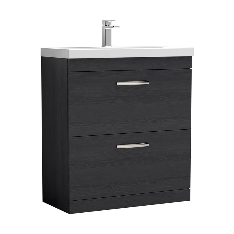Nuie Athena 800mm Floor Standing Vanity With Basin 1 Contemporary Charcoal Black MFC 905x810x390mm