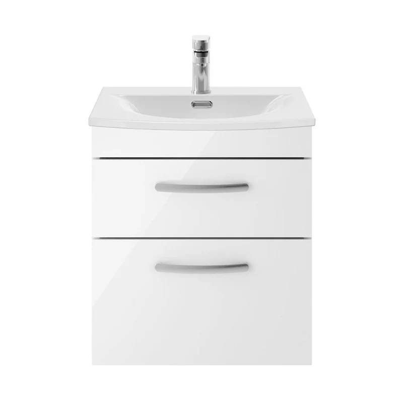 Nuie Athena 500mm Wall Hung Vanity With Basin 4 Contemporary Gloss White MFC 461x510x390mm - ATH020G