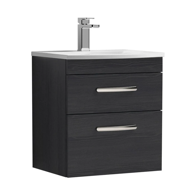 Nuie Athena 500mm Wall Hung Vanity With Basin 4 Contemporary Charcoal Black MFC 461x510x390mm - ATH019G