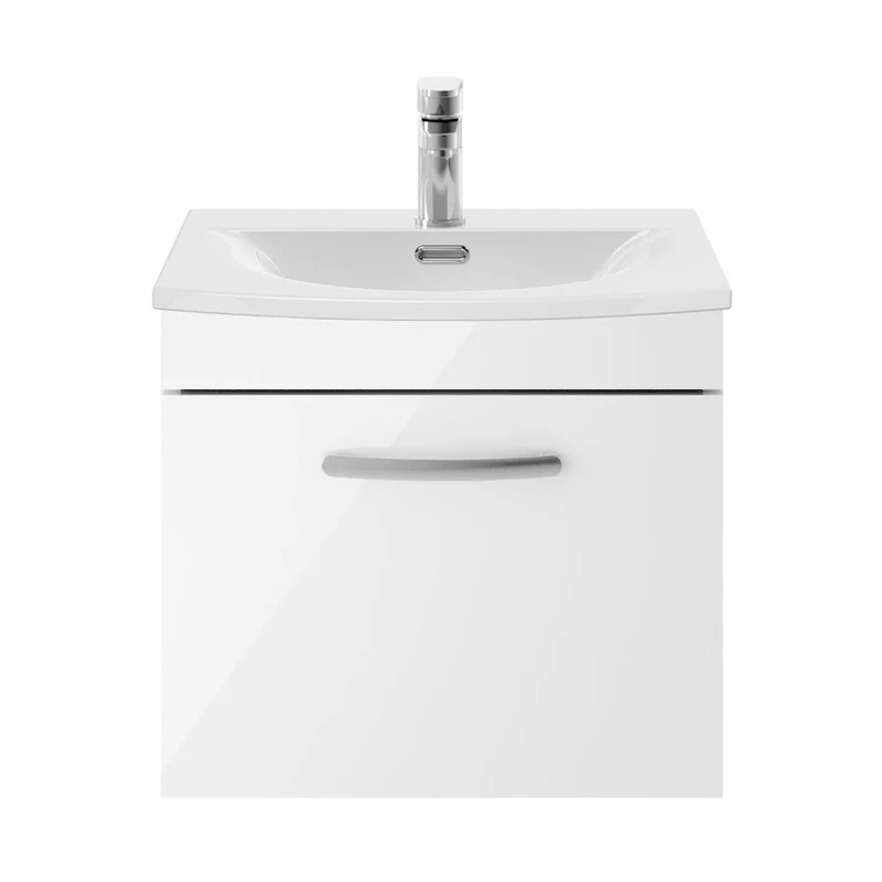 Nuie Athena 500mm Wall Hung Vanity With Basin 4 Contemporary Gloss White MFC 461x510x390mm - ATH013G
