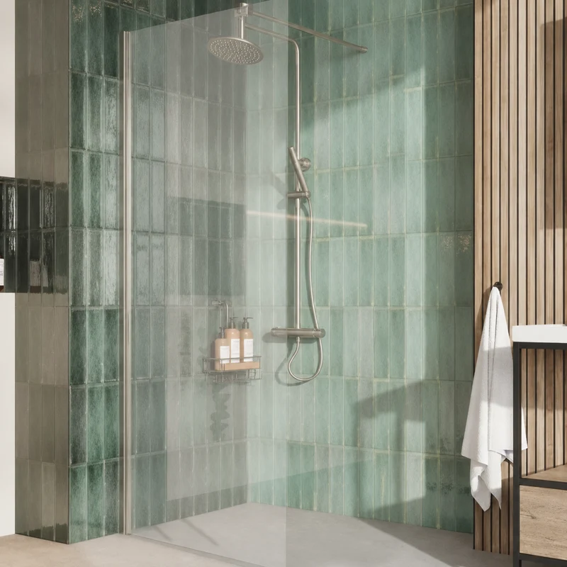 Kiimat 8motion 8mm Side Panel 900mm x 2000mm - Brushed Nickel