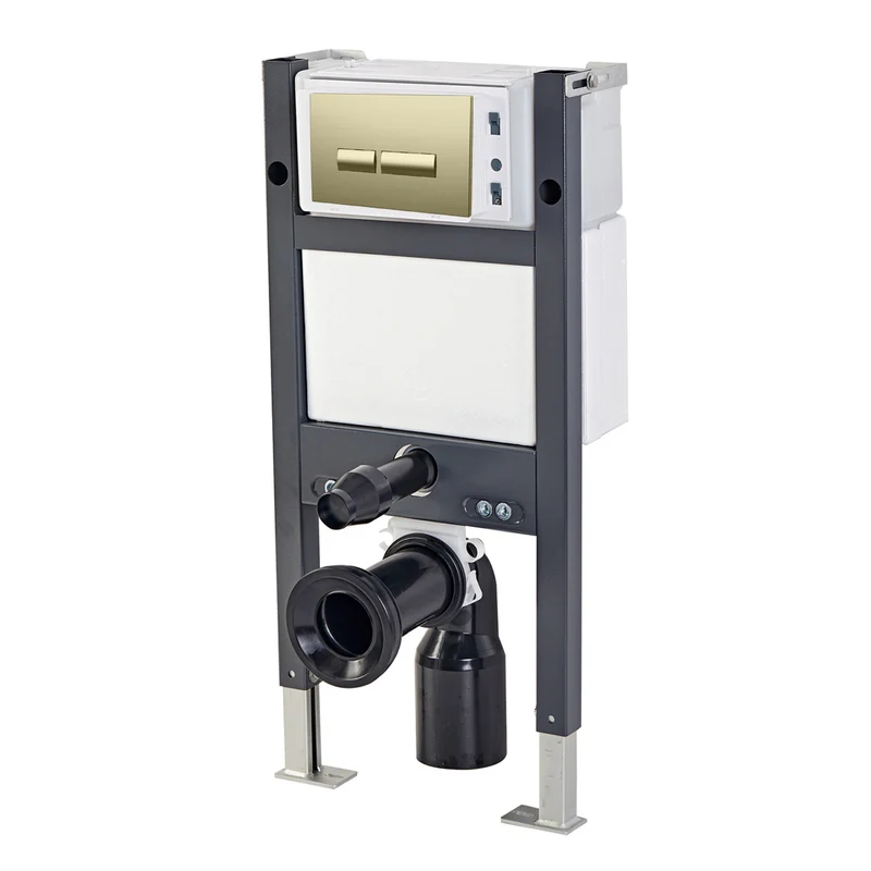 Objekt Ceramica 82cm WH WC Frame with Brushed Brass Flush Plate
