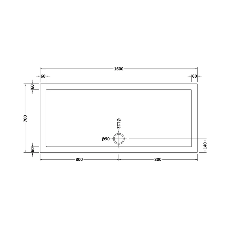 Hudson Reed Rectangular Trays Slip Resistant Rectangular Shower Tray 1600 X 700mm Contemp European White Acrylic Capped Abs Caco3 And Pu