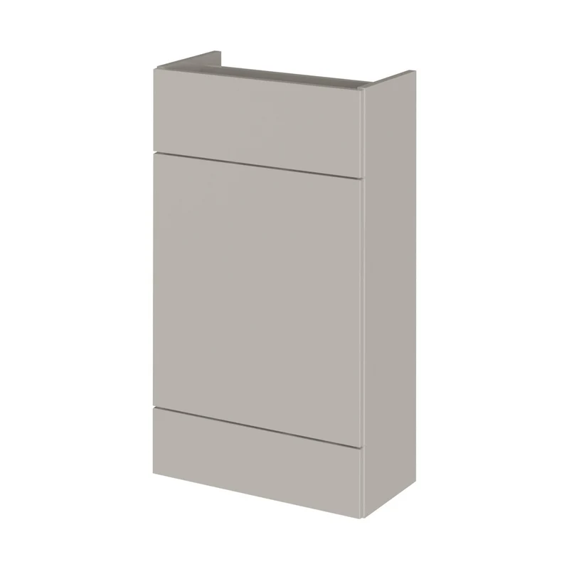 Hudson Reed Fusion 500mm Wc Unit - Compact Contemp Pebble Grey MFC Textured Woodgrain 864x500x255mm