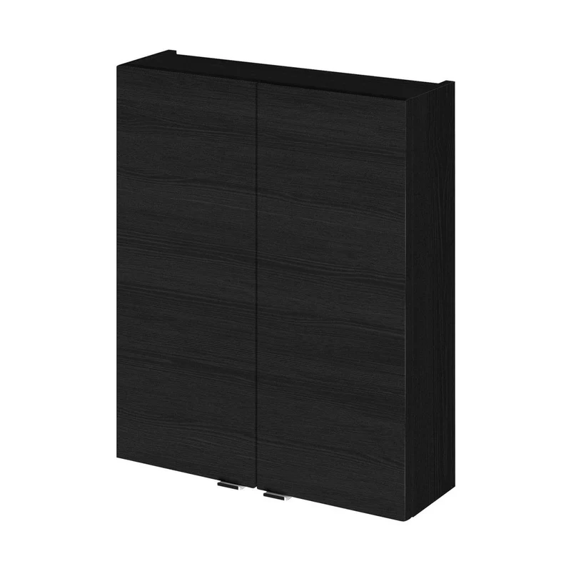 Hudson Reed Fusion 500mm Wall Unit Contemp Charcoal Black MFC Textured Woodgrain 713x500x182mm