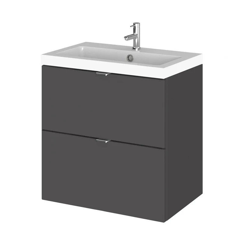 Hudson Reed Fusion 500mm Vanity Unit & Basin Contemp Gloss Grey MFC Painted Gloss 579x505x360mm - CBI941