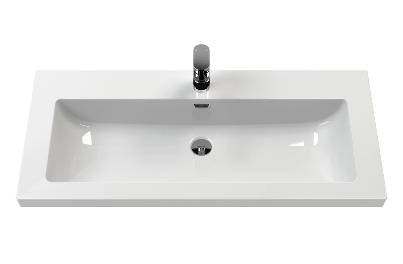 Lille 800mm Wall Hung 2 Drawer Vanity Unit & Modern Fireclay Basin With 1 Tap Hole - Fern Green Matt