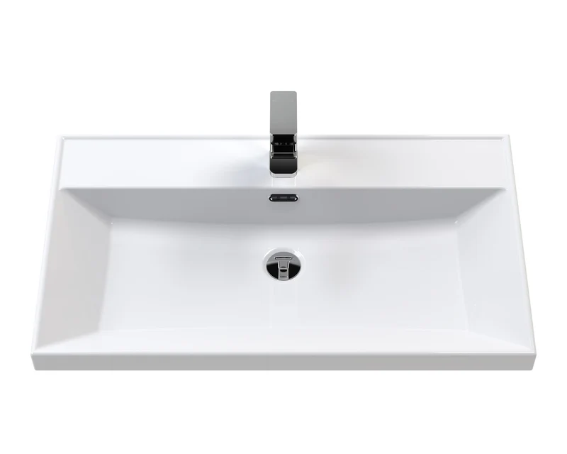 Lille 800mm Wall Hung 2 Drawer Vanity Unit & Thin Edge Ceramic Basin - Fern Green Matt