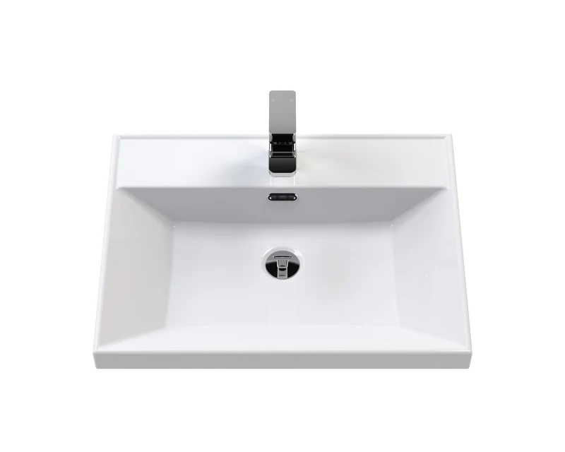 Lille 600mm Wall Hung 2 Drawer Vanity Unit & Thin Edge Ceramic Basin - Fern Green Matt