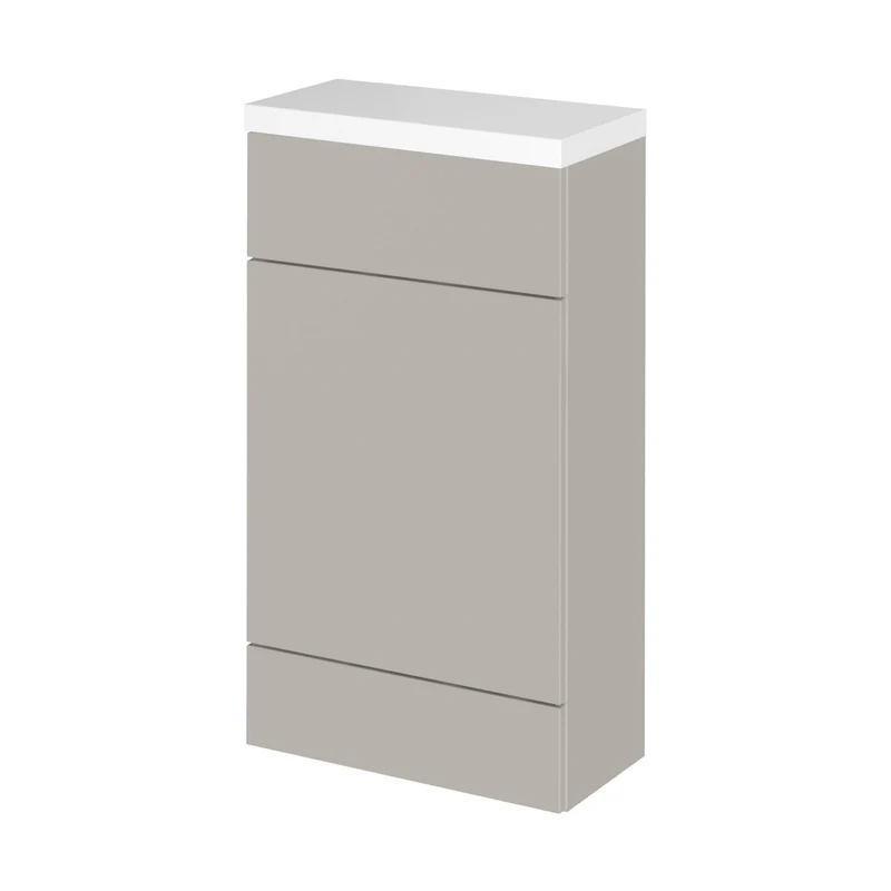 Hudson Reed Fusion 500mm Compact Wc Unit & Polymarble Top Contemp Pebble Grey MFC Smooth Matt 904x503x255mm