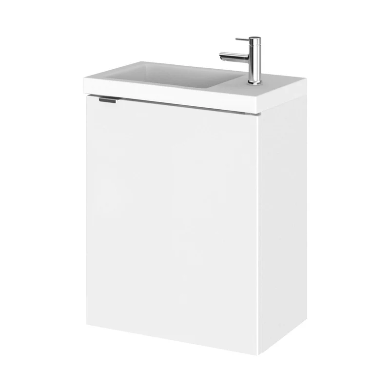 Hudson Reed Fusion 400mm Vanity Unit & Basin Contemp Gloss White MFC Painted Gloss 579x405x260mm