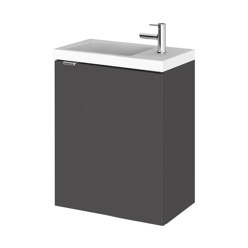 Hudson Reed Fusion 400mm Vanity Unit & Basin Contemp Gloss Grey MFC Painted Gloss 579x405x260mm