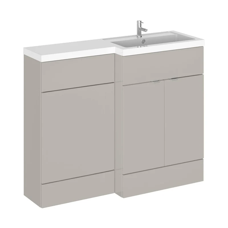 Hudson Reed Fusion 1100mm Combination - Full-depth - Rh Contemp Pebble Grey MFC Smooth Matt 904x1103x355mm