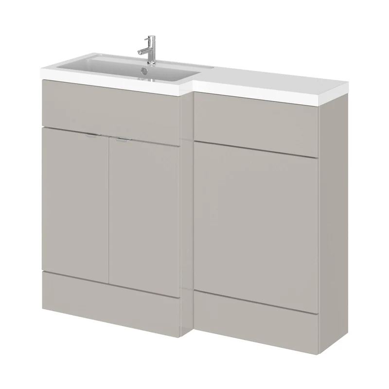 Hudson Reed Fusion 1100mm Combination - Full-depth - Lh Contemp Pebble Grey MFC Smooth Matt 904x1103x355mm