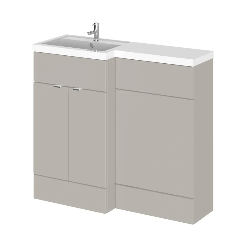 Hudson Reed Fusion 1000mm Left Hand Combination Contemp Pebble Grey MFC Smooth Matt 904x1005x355mm