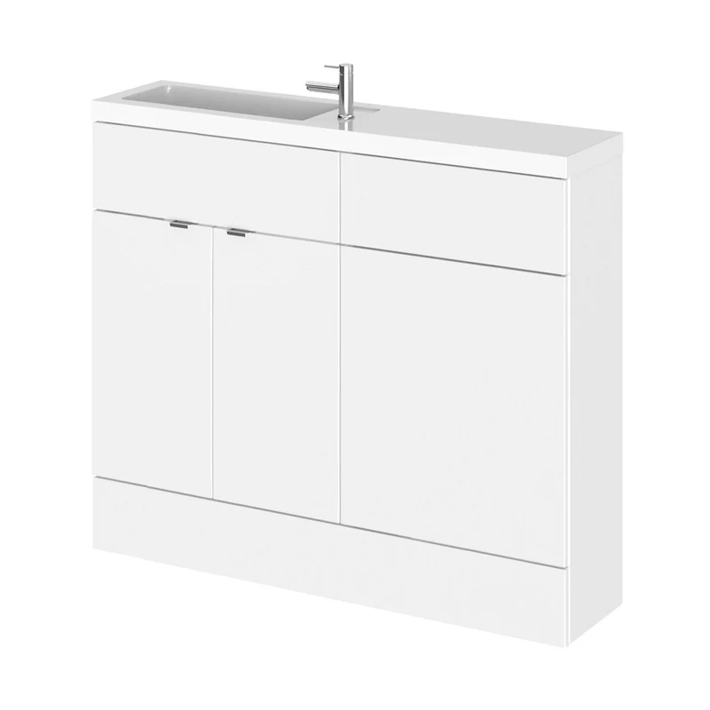 Hudson Reed Fusion 1000mm Combination Vanity & Wc Compact Contemp Gloss White MFC Painted Gloss 904x1005x260mm