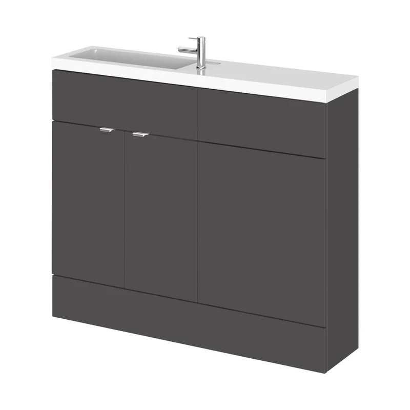 Hudson Reed Fusion 1000mm Combination Vanity & Wc Compact Contemp Gloss Grey MFC Painted Gloss 904x1005x260mm