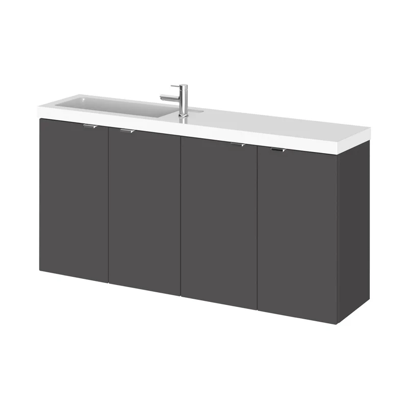 Hudson Reed Fusion 1000mm Combination Vanity Compact Contemp Gloss Grey MFC Painted Gloss 579x1005x260mm