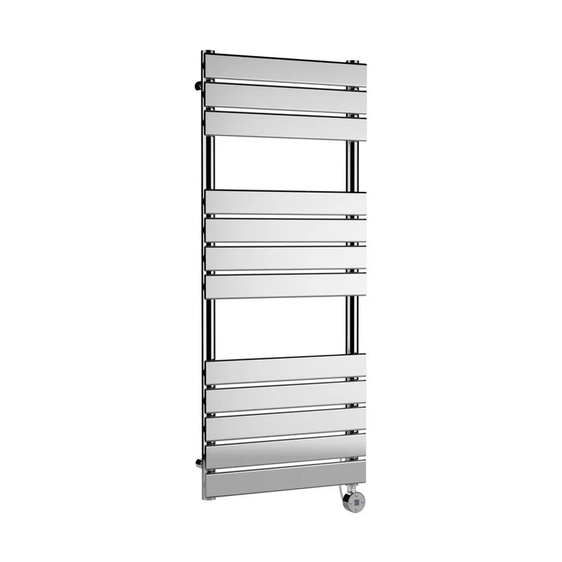 Hudson Reed Electric Flat Panel Towel Rails Square Flat Towel Radiator 1213x500 Contemp Chrome Steel 1213x500x30mm