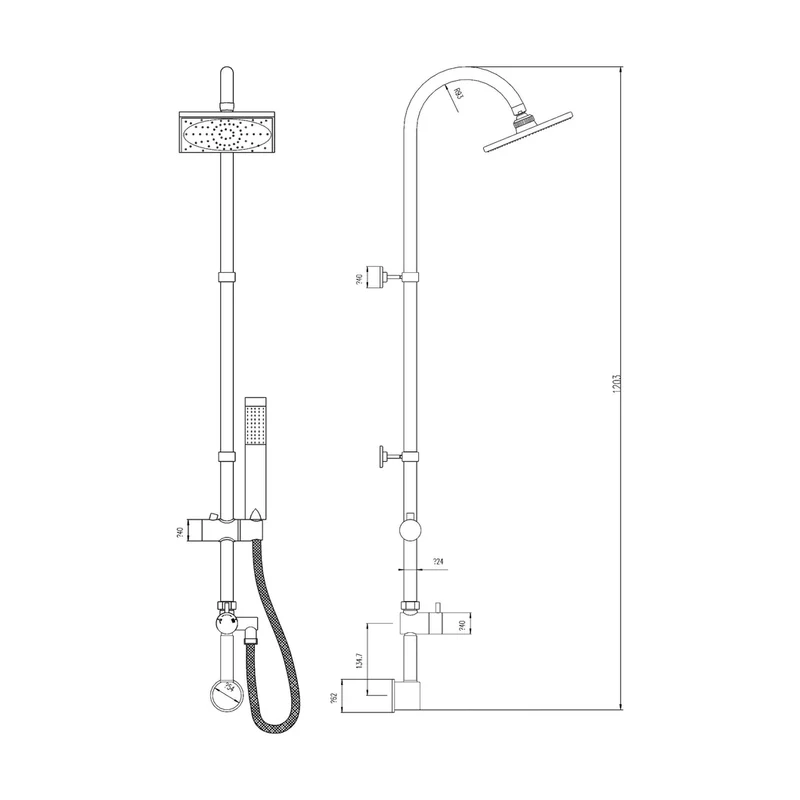 Hudson Reed Concealed Valves Sets Worth Shower Kit Contemp Chrome Brass Abs 1203x200x380mm