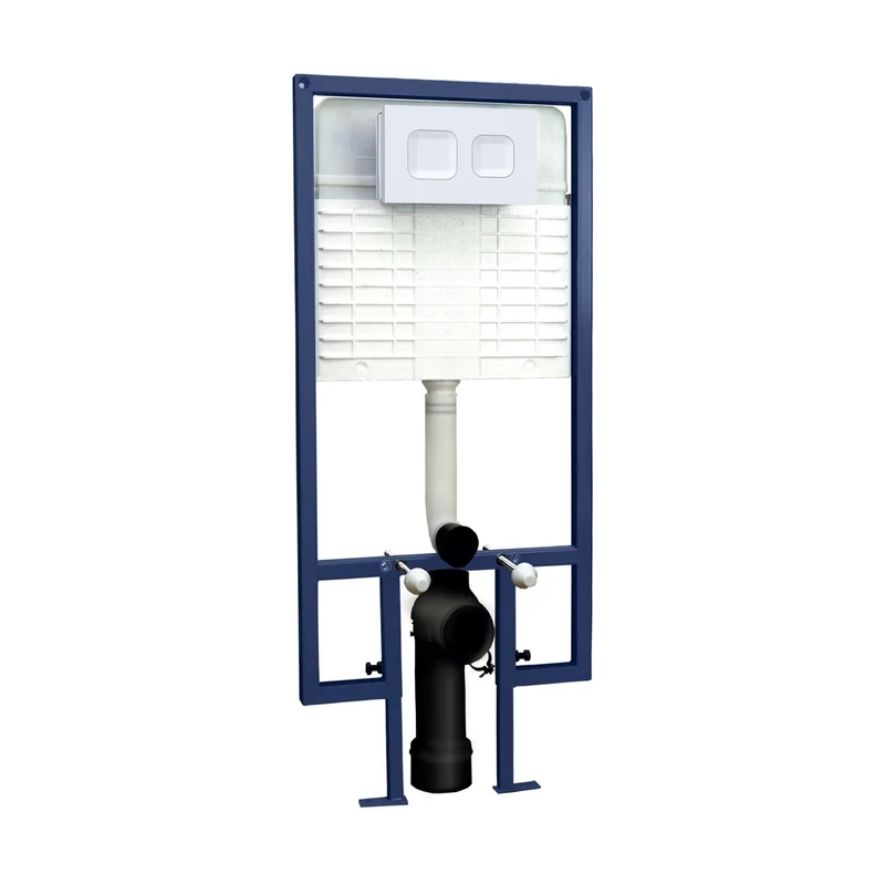 Hudson Reed Concealed Cisterns And Frames Dual Flush Concealed Cistern Frame Square Plate Contemp Matt White Stainless Steel 1136x520x204mm