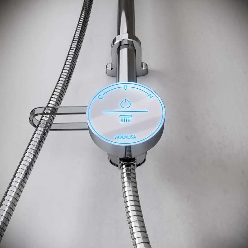 Aqualisa Smart Glo Digital Shower - Single Outlet with Riser Rail Exposed HP/Combi - Chrome
