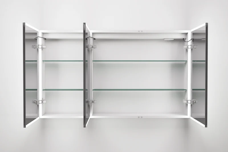 Bella LED Mirror Cabinet 1200 x 700mm Three Door Demister with Shaver and Bluetooth
