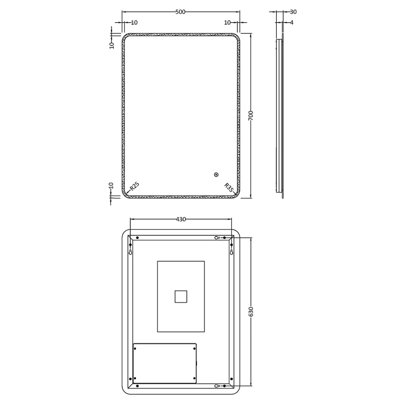 Hudson Reed Lynx 700 x 500mm LED Ambient Mirror
