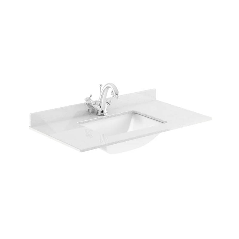 Lille 800mm Wall Hung 2 Drawer Vanity Unit & White Marble Worktop & Ceramic Bowl - Pebble Grey Matt