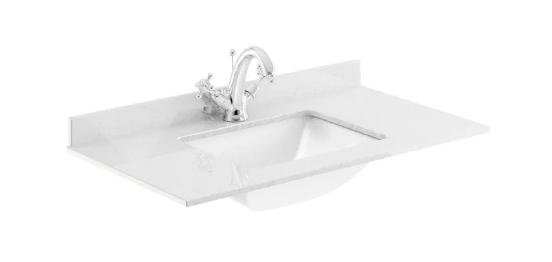 Lille 800mm Wall Hung 1 Drawer Vanity Unit & White Marble Worktop & Ceramic Bowl - Pebble Grey Matt