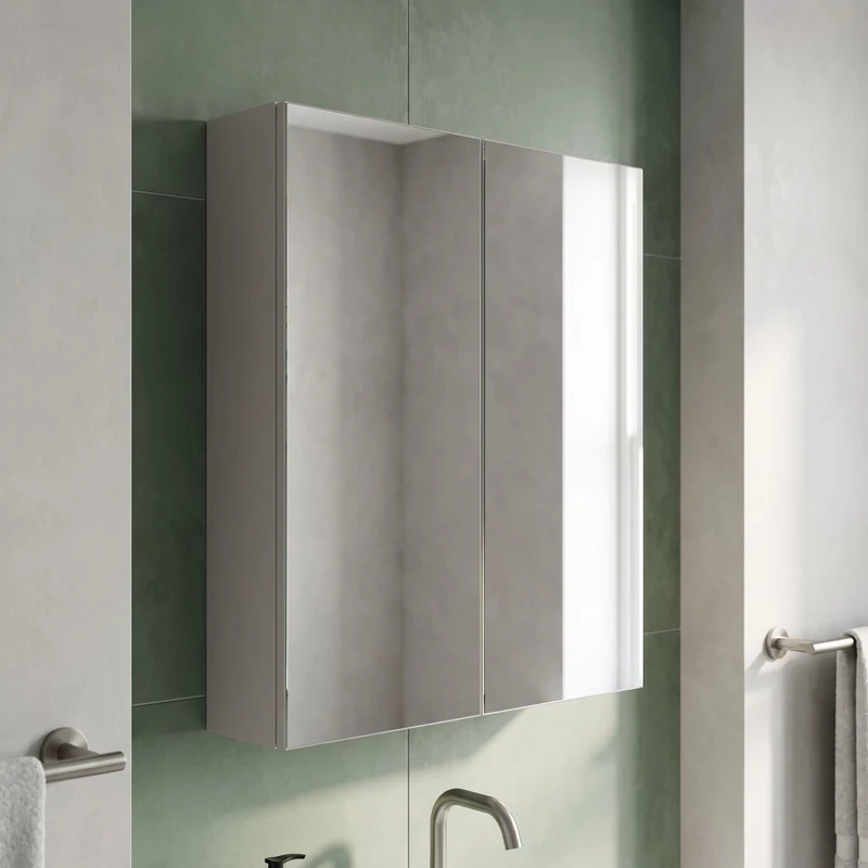 Parade 600mm Mirror Cabinet - Pebble Grey Satin