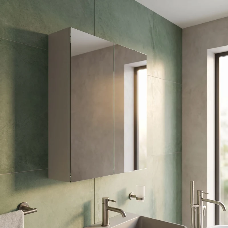 Parade 600mm Mirror Cabinet - Pebble Grey Satin