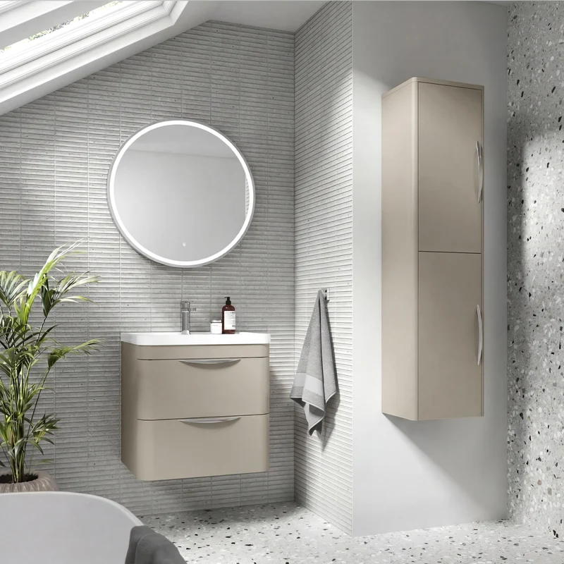 Parade 350mm Wall Hung Tall Cabinet - Pebble Grey Satin