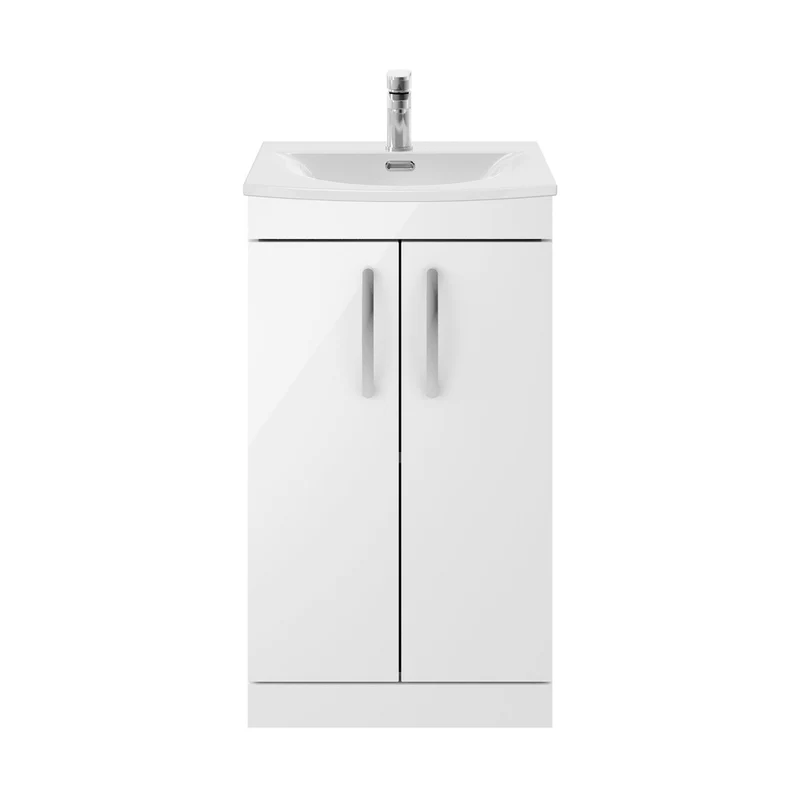 Nuie Athena 500mm Floor Standing Vanity With Basin 4 Contemporary Gloss White MFC 895x510x390mm