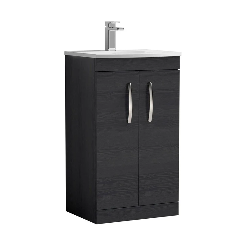 Nuie Athena 500mm Floor Standing Vanity With Basin 4 Contemporary Charcoal Black MFC 895x510x390mm