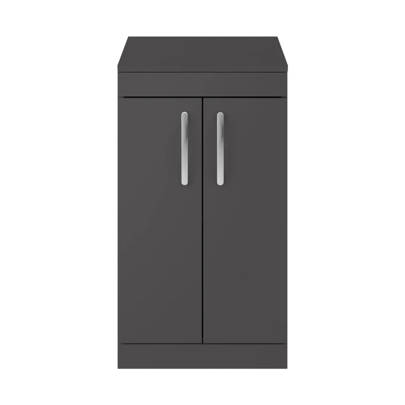 Nuie Athena 500mm Floor Standing Cabinet With Worktop Contemporary Gloss Grey MFC Painted Gloss 883x505x390mm