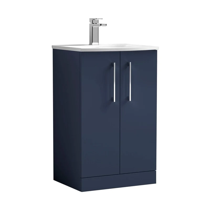 Nuie Arno 500mm Floor Standing 2 Door Vanity & Basin 4 Contemporary Midnight Blue MFC 830x510x440mm