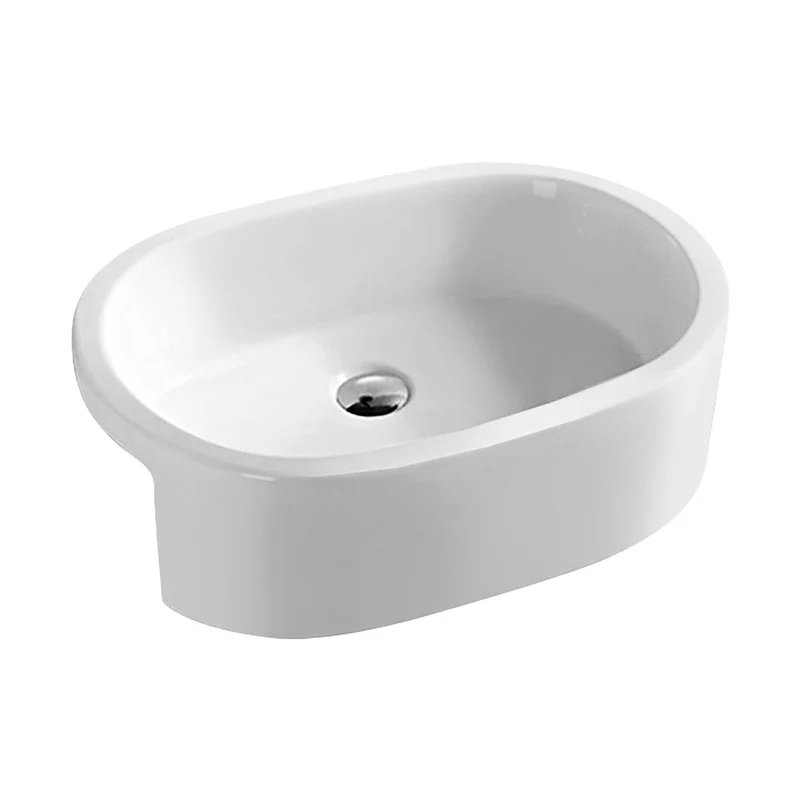 Nuie Vessels Semi-recessed Basin Contemporary White Vitreous China 185x570x405mm