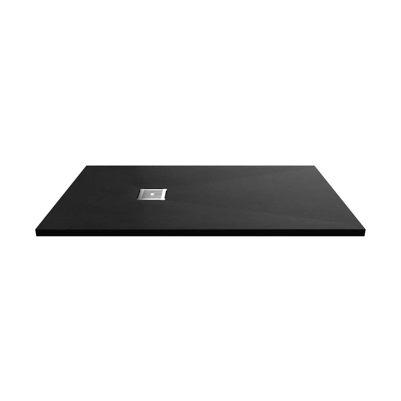 Nuie Slim Rectangular Trays Rectangular Shower Tray 1400 X 800mm Contemporary Black Slate Acrylic Capped ABS Caco3 And Pu