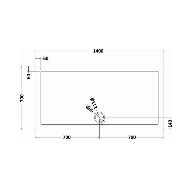 Nuie Rectangular Trays Rectangular Shower Tray 1400 X 700mm Contemporary Grey Slate Acrylic Capped ABS Caco3 And Pu
