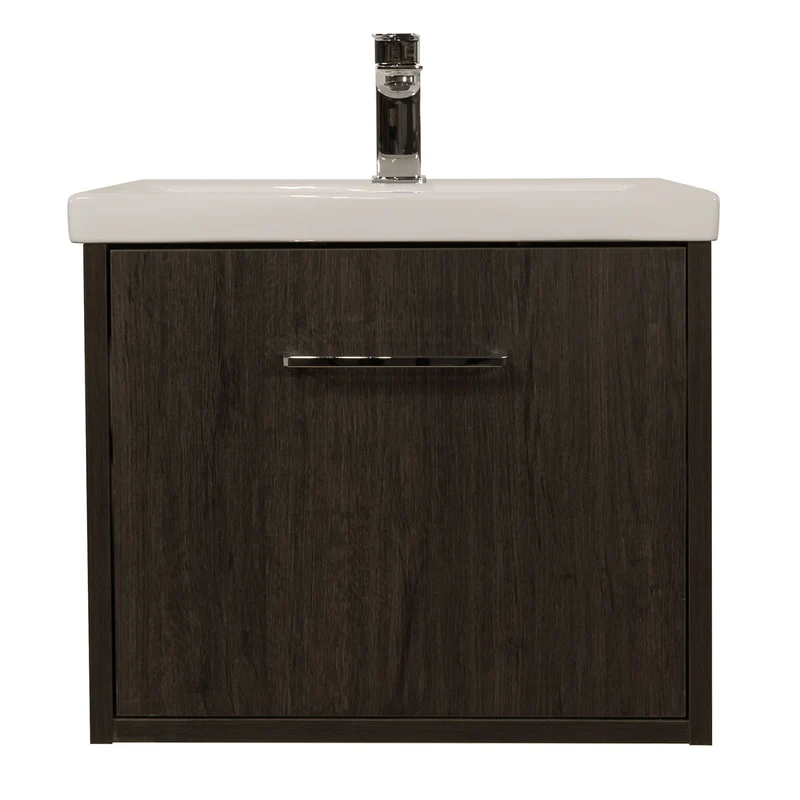 Josef Martin Urbano 500mm Space Saver Wall Hung 1 Drawer Vanity Unit & Mid Edge Inset Basin - Roble Azabache