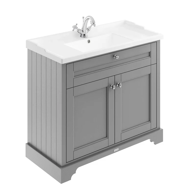 Hudson Reed Old London 1000mm Vanity Unit & Ceramic 1 Tap Hole Basin - Storm Grey LOF207