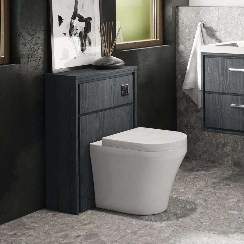 Lille 550mm Floor Standing WC Unit - Graphite Grey Woodgrain