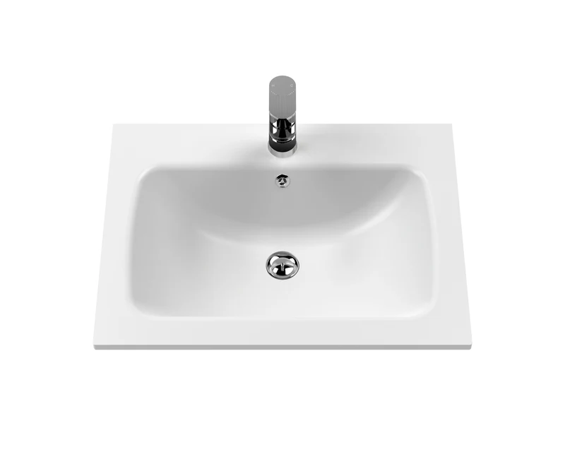 Classique 600mm Floor Standing 2 Door Vanity Unit With White Stone Basin - Satin White
