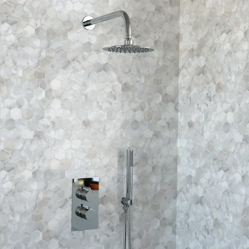 Eliseo Ricci Curve Twin Concealed Shower Kit inc Head, Arm and Handset - Chrome