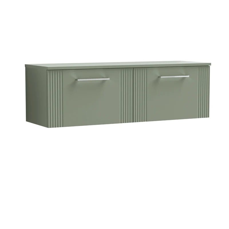 Deco 1200mm Wall Hung 2 Drawer Vanity Unit & Worktop - Green Satin